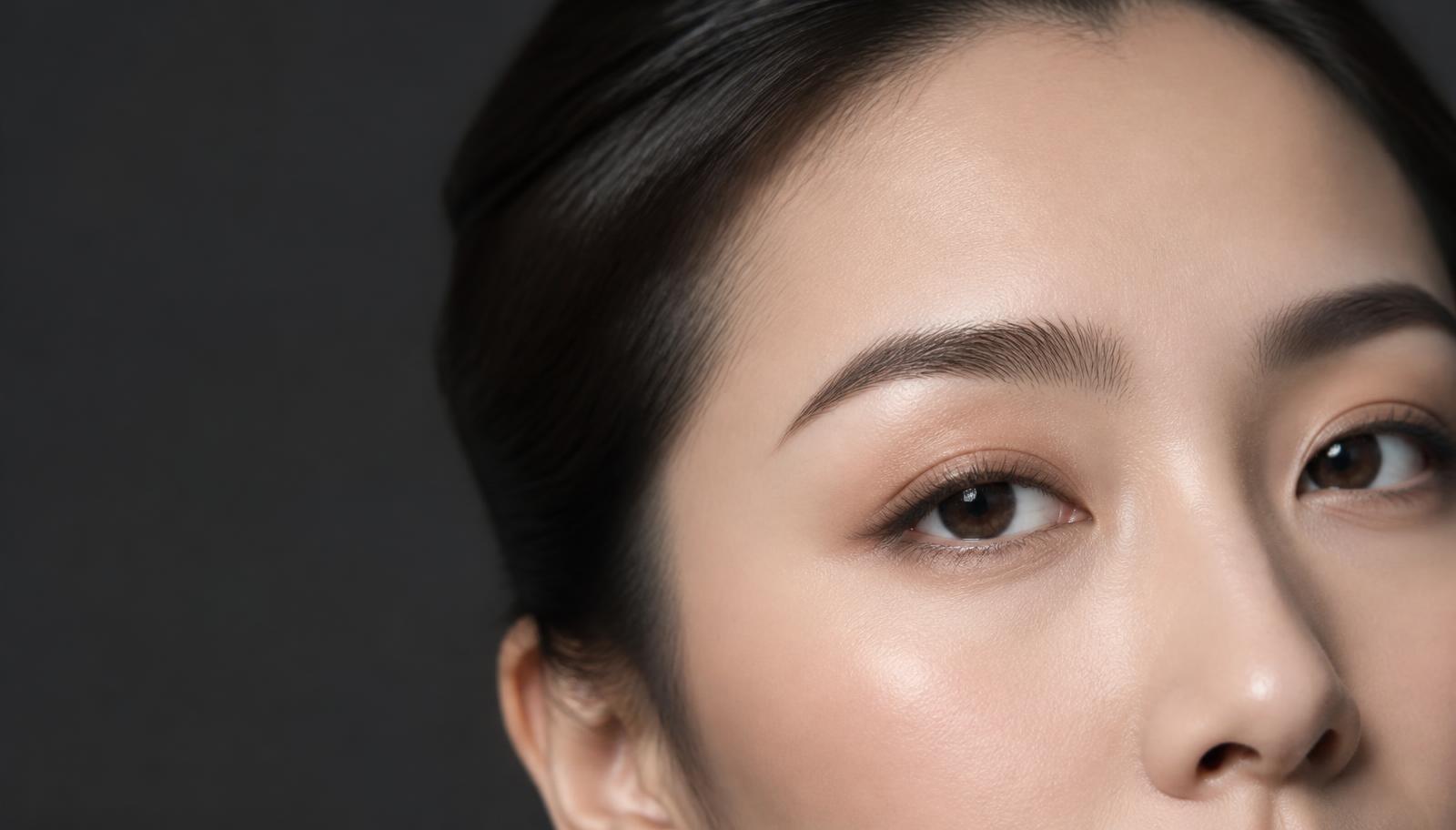 Close-up of a natural healed eyebrow tattoo with visible fine hairstrokes